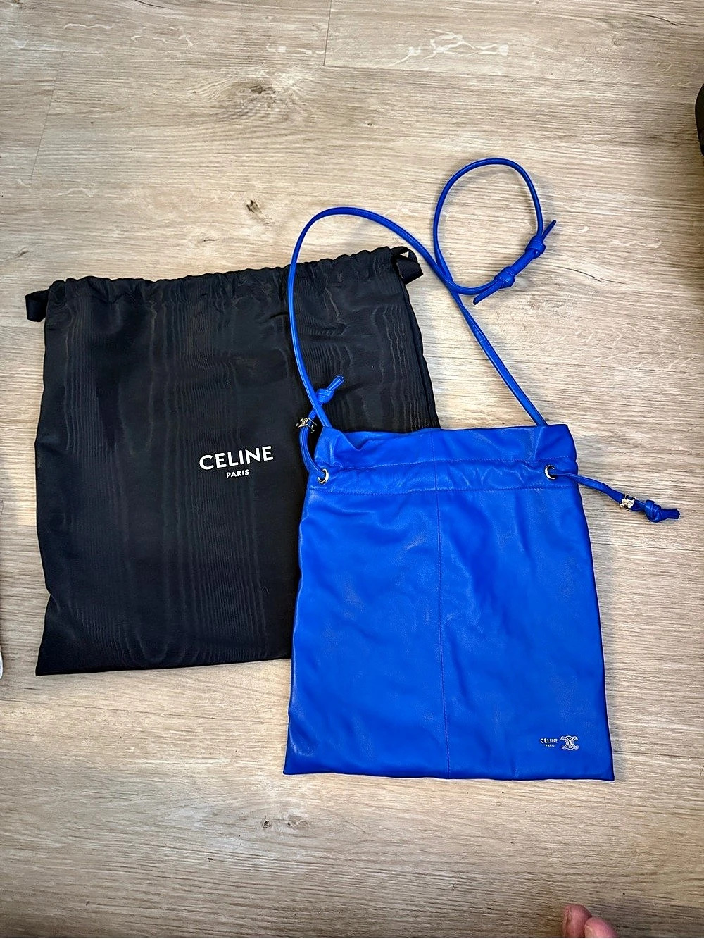 Celine Small Crystal Pouch in Lambskin Blue Crossbody Bag